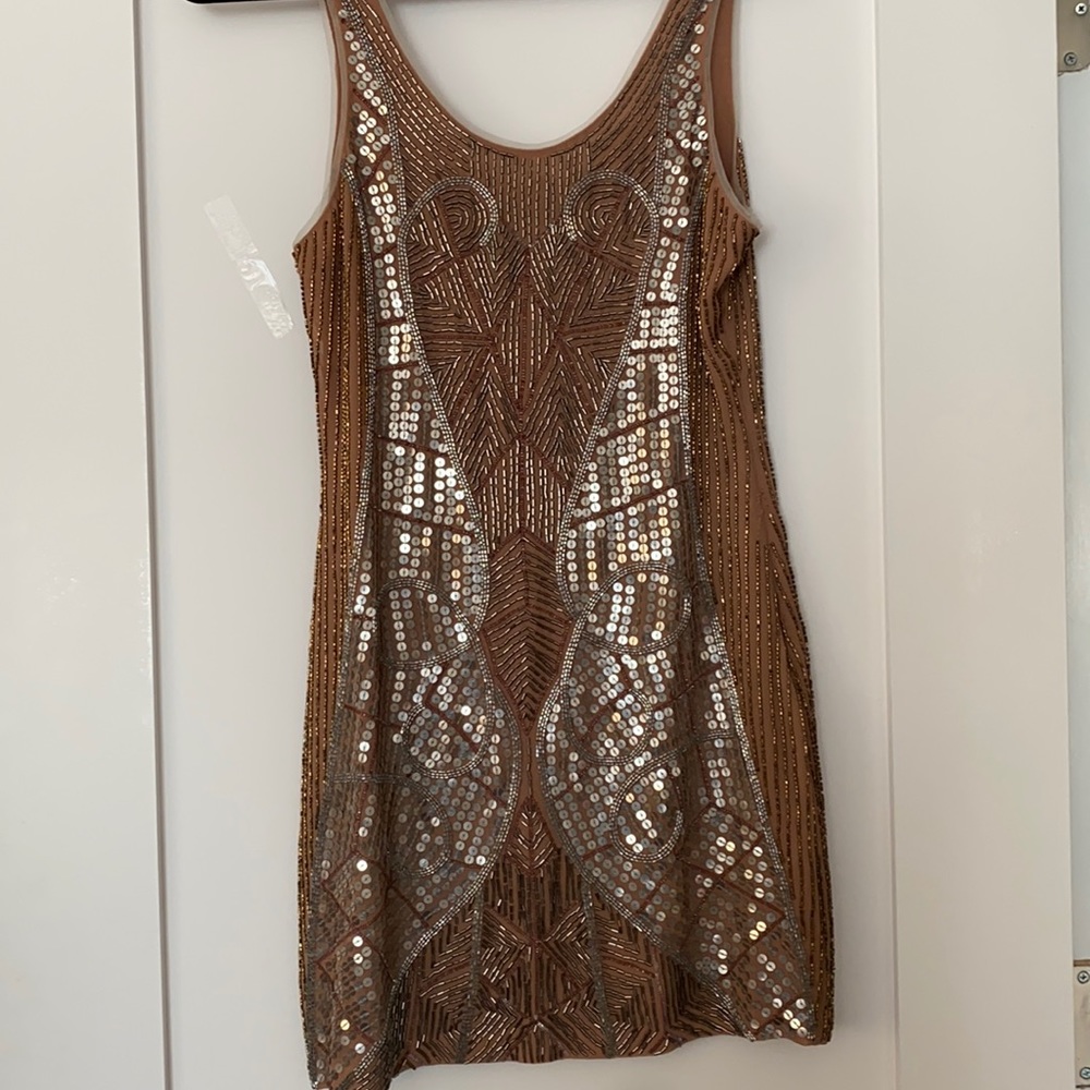 Beaded shiny mini dress!